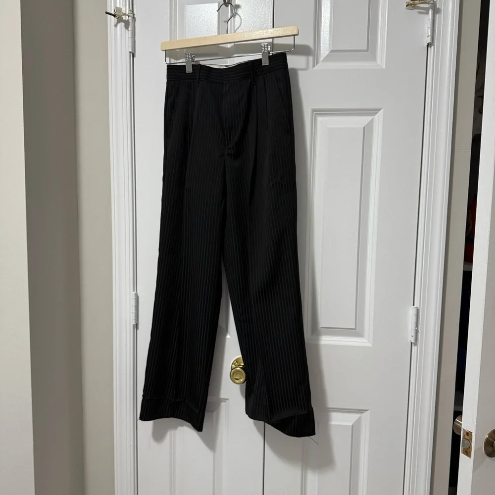 Boys Black Pinstripe Suit, Turquoise Shirt & Tie, Size 14 – Complete Set - Picture 3 of 13